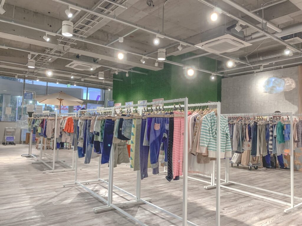 Affordable sustainable secondhand shopping, inside store